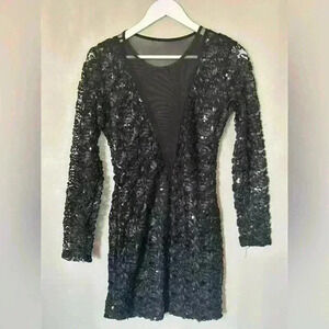 Black long sleeve mini dress